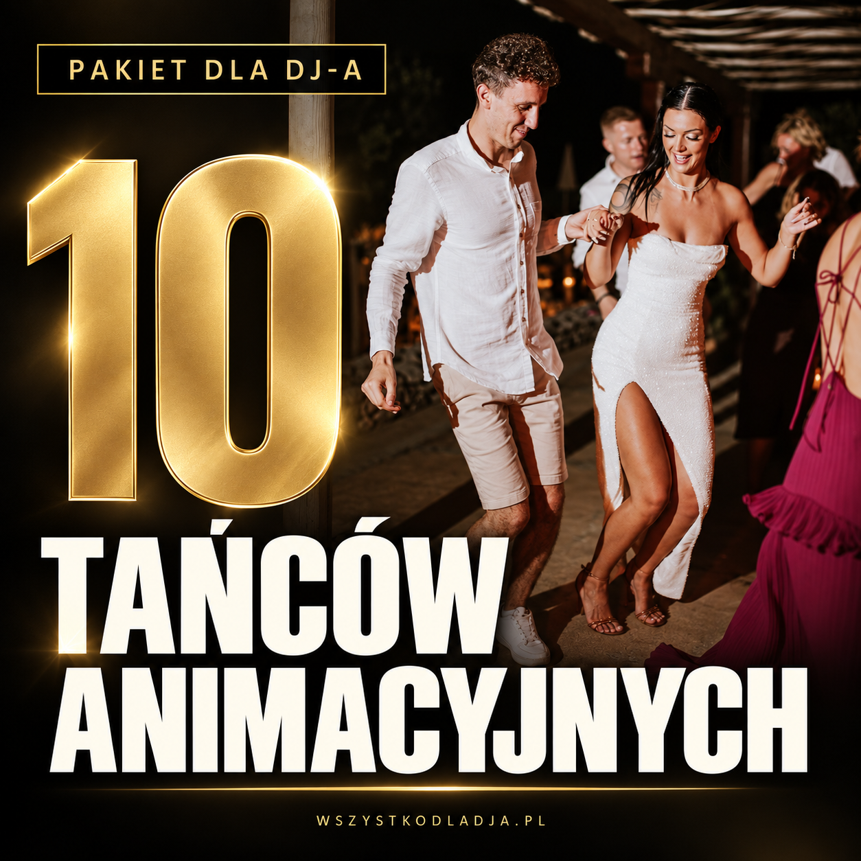 10 TAŃCÓW ANIMACYJNYCH – czarno-złota okładka ze zdjęciem tańczących uczestników