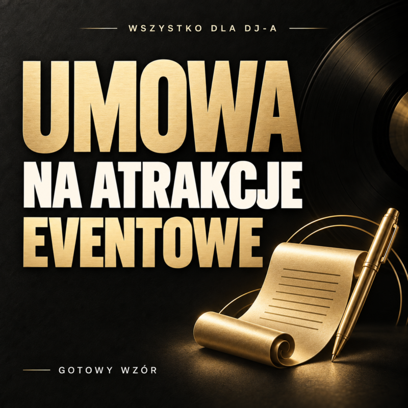 Umowa na atrakcje eventowe – wzór – czarno-złota okładka