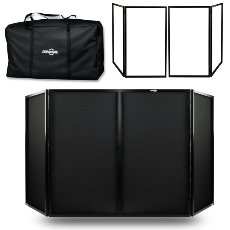 Stand4Me DJ Parawan Compact BK Set – składany parawan DJ 4-panelowy z czarną lycrą