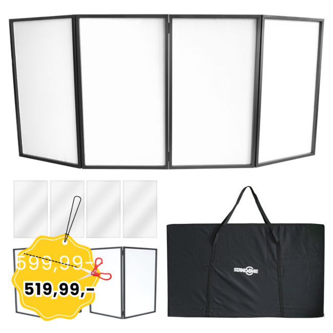 Stand4Me DJ Parawan Compact Set – biały parawan DJ z pokrowcem