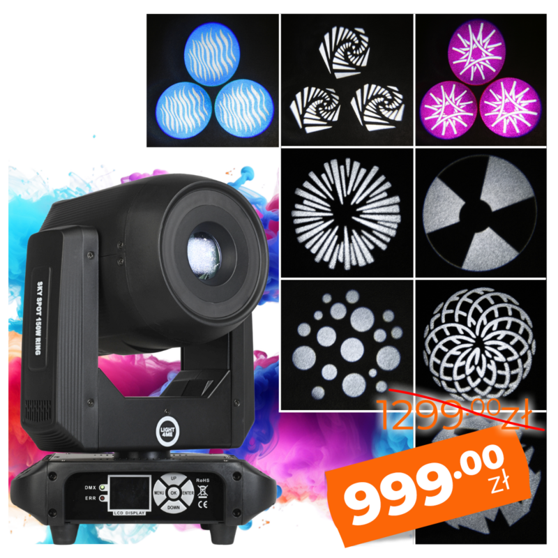 LIGHT4ME SKY SPOT 150W RING głowica ruchoma SPOT LED DMX