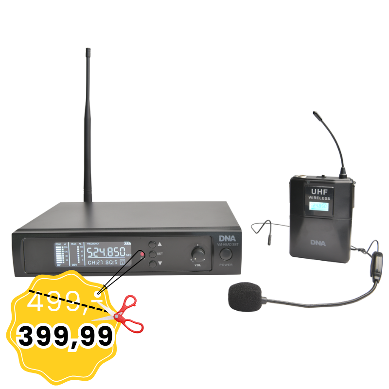 DNA VM HEAD SET – bezprzewodowy mikrofon nagłowny UHF 518–542 MHz + bodypack