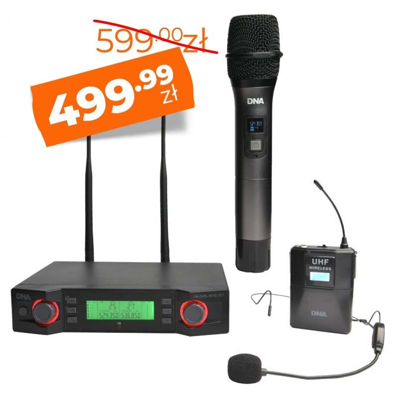 DNA VM DUAL VOCAL HEAD SET – mikrofon bezprzewodowy doręczny + nagłowny z bodypackiem UHF 518–542 MHz