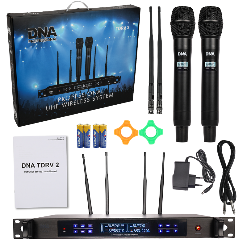 DNA TDRV 2 – zestaw 2 mikrofonów bezprzewodowych UHF True Diversity 518–542 MHz