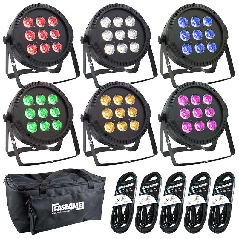LIGHT4ME PAR RGBW 9x10 – zestaw 6x PAR + 5x DMX + pokrowiec