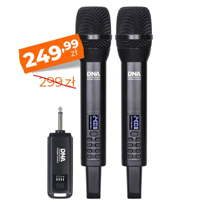 DNA FREEMIC DOUBLE – zestaw 2 mikrofonów bezprzewodowych 2,4 GHz + odbiornik