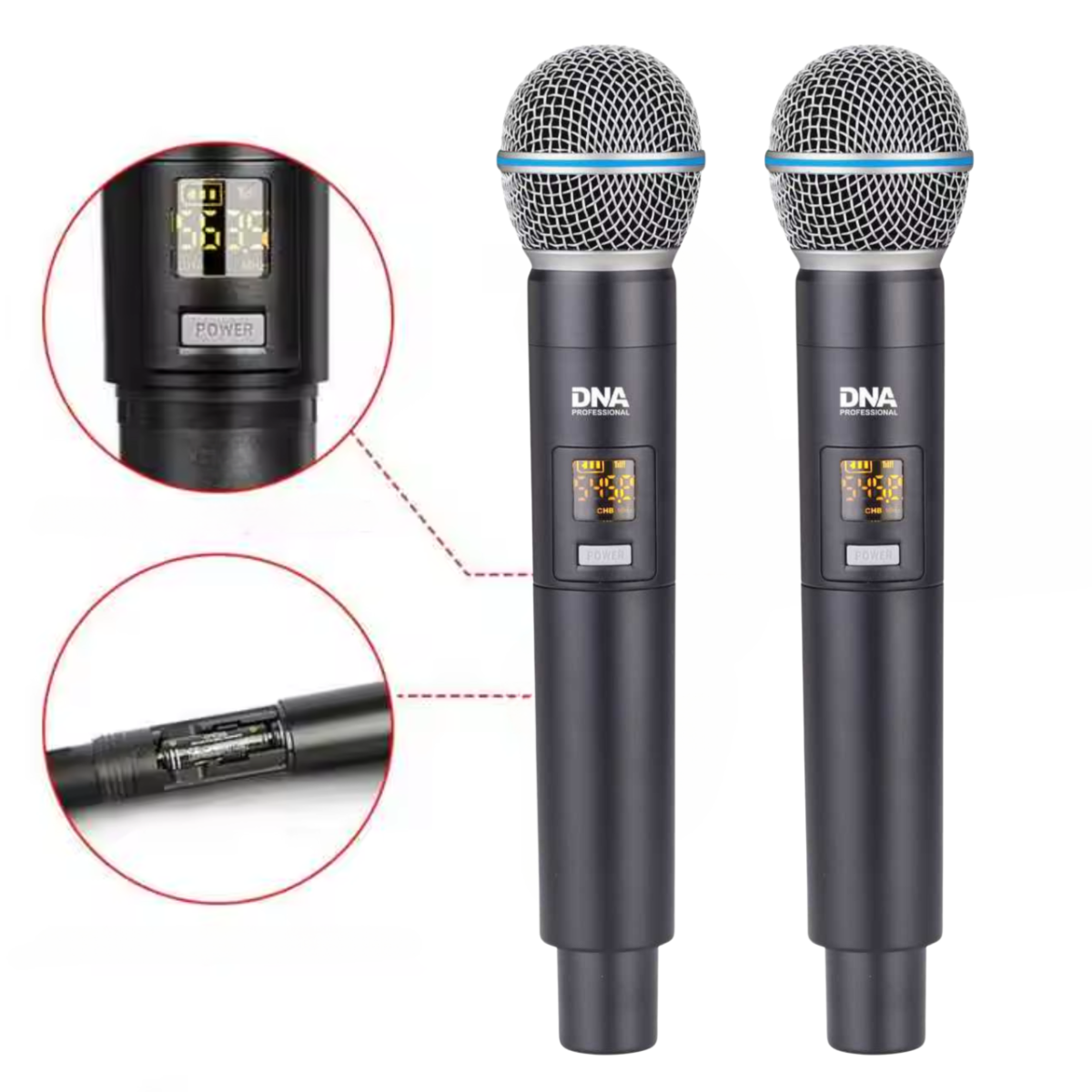 DNA BAT DUAL VOCAL SET – zestaw 2 mikrofonów bezprzewodowych UHF 518–542 MHz + odbiornik - obrazek 3