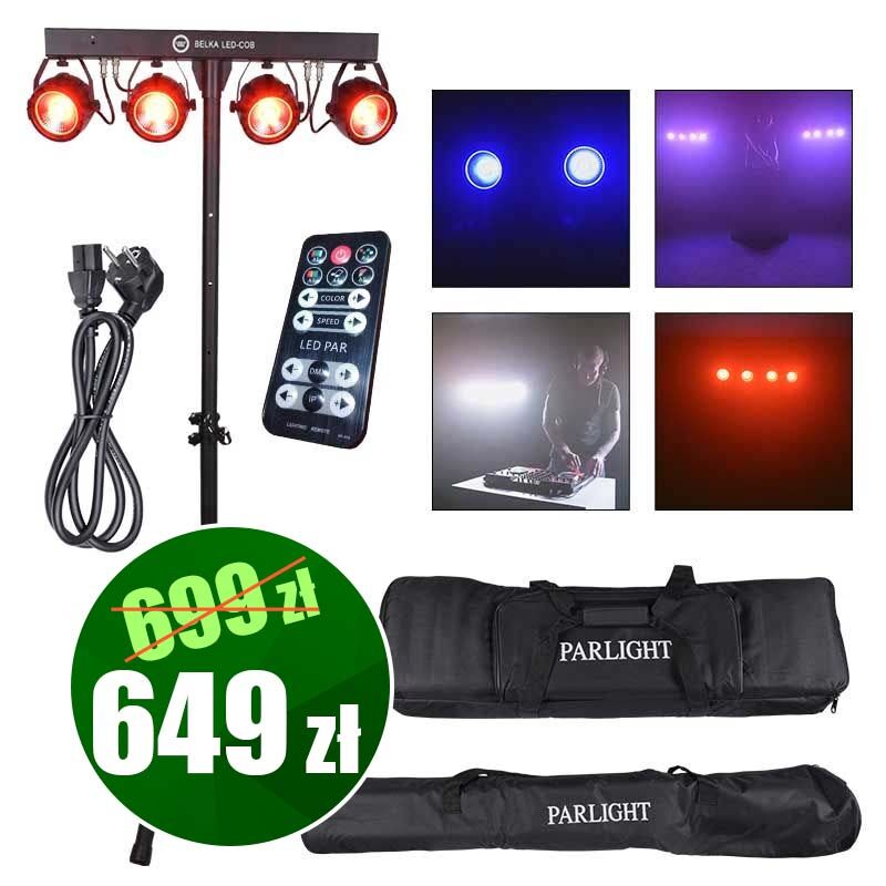LIGHT4ME BELKA LED COB PAR 4x30W + statyw + pokrowce